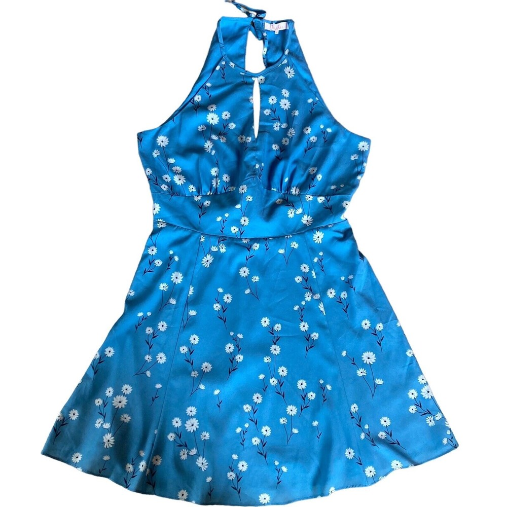 Parker Size Large Blue Floral Halter Mini Dress MSRP $338 NWOT - Picture 2 of 8